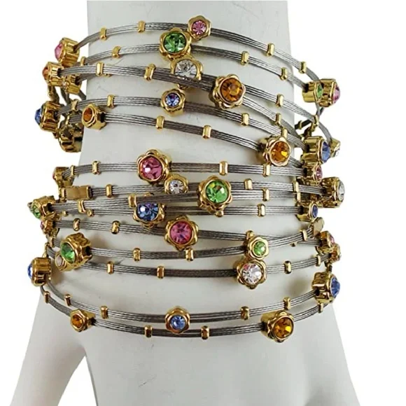 Bangle Bracelets for Petite Wrists Flexible Stainless Steel  (Set of 5 Colors) - Picture 4 of 5